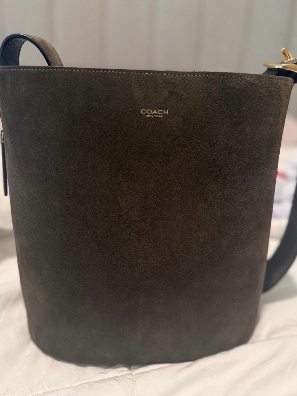 Coach Bleeker Bucket Bag in Olive Suade